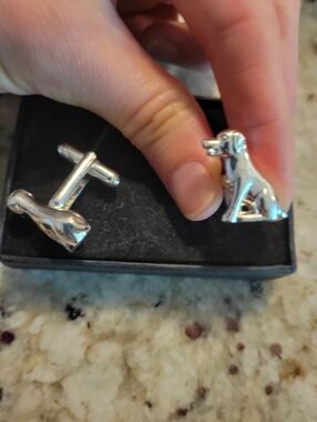Silver Hunting Dog Cufflinks - Men's Accessory